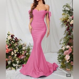 Elegant Pink Off-Shoulder Gown